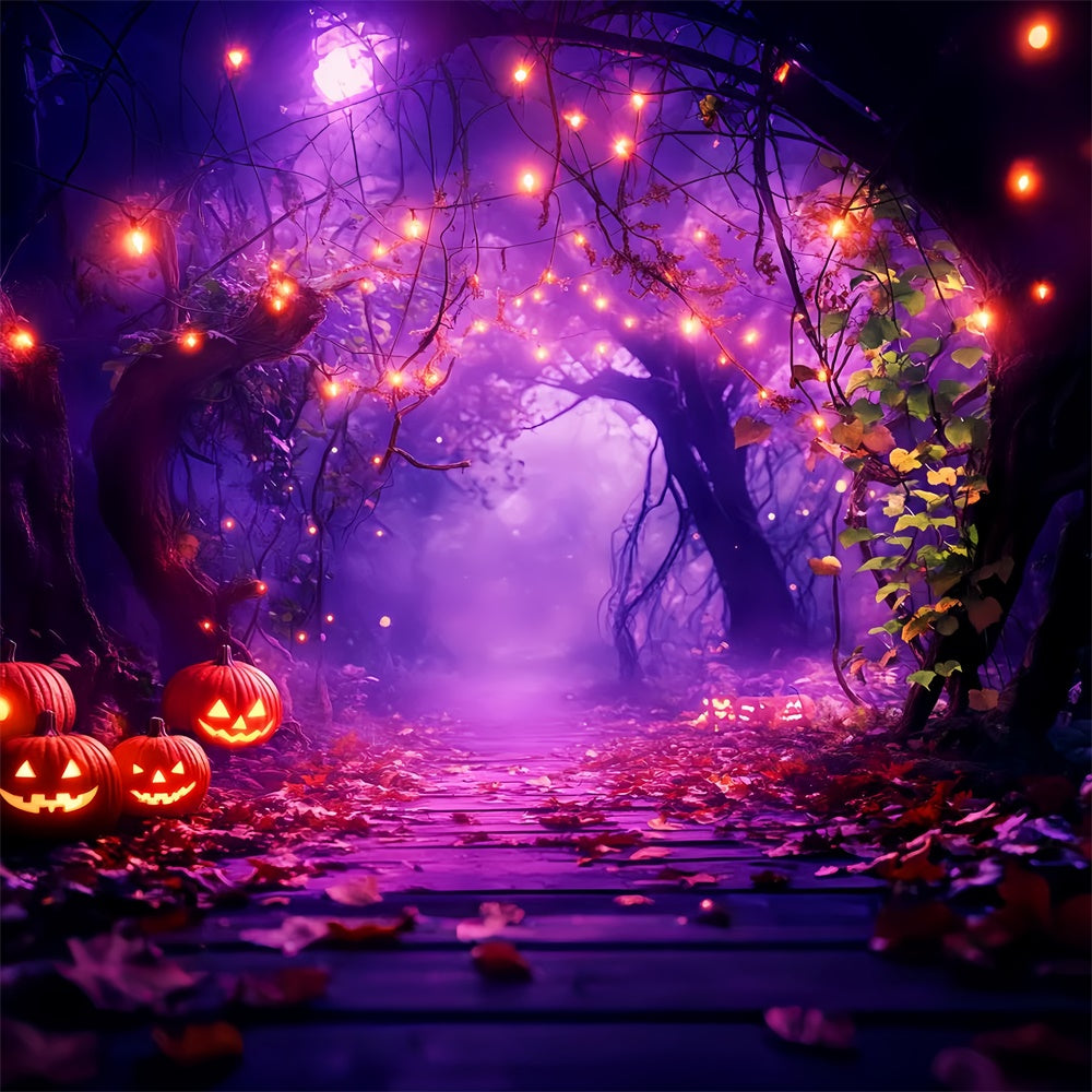 Forest Backdrops Pumpkin Glow Path Halloween Backdrop UK LXX57-69