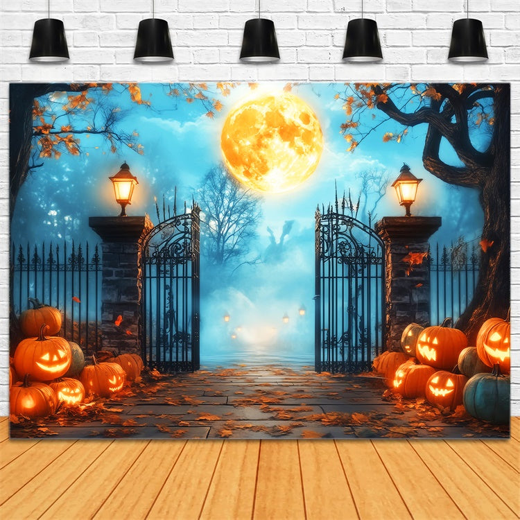 Halloween Moon Backdrop Spooky Manor Gates Backdrop UK LXX57-70