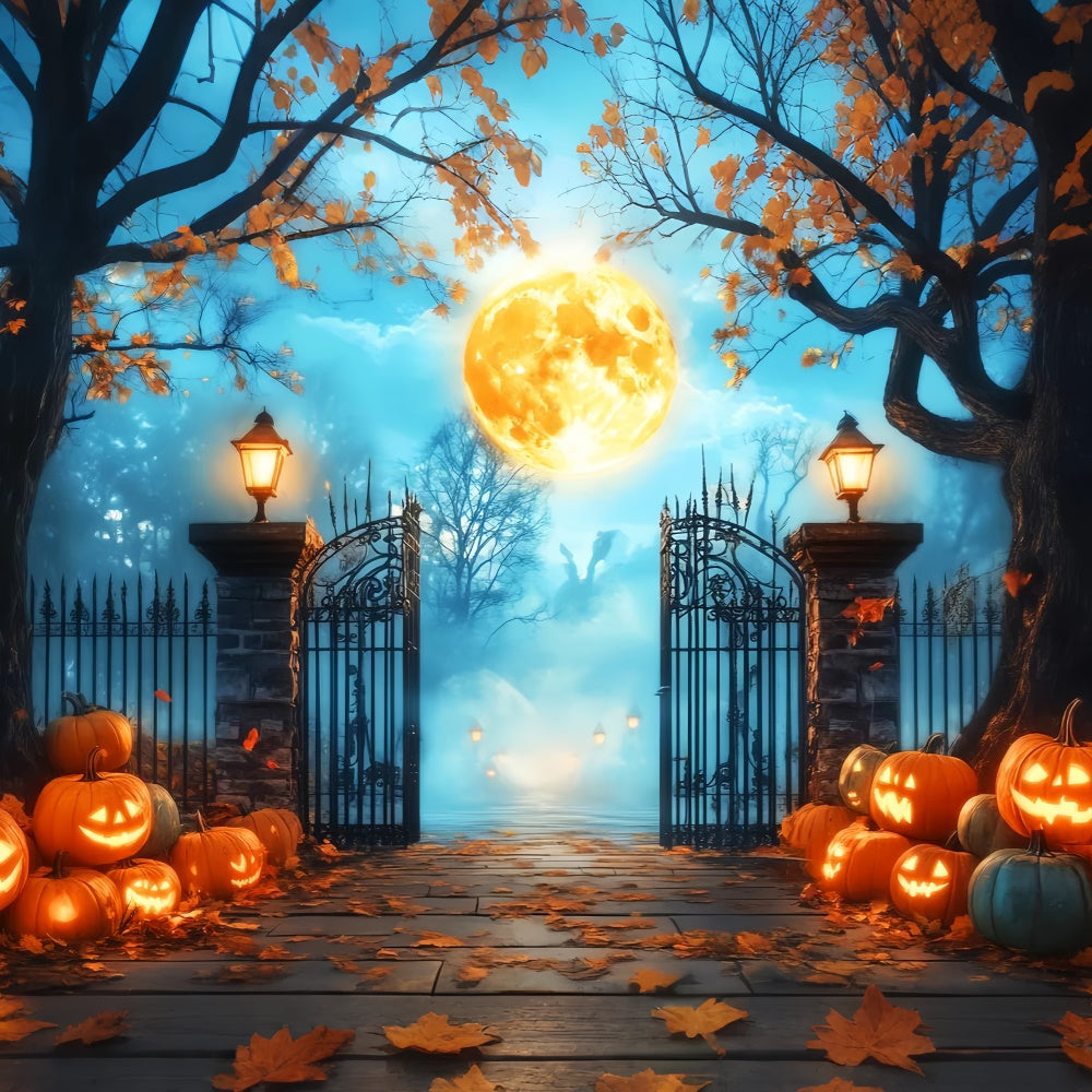 Halloween Moon Backdrop Spooky Manor Gates Backdrop UK LXX57-70