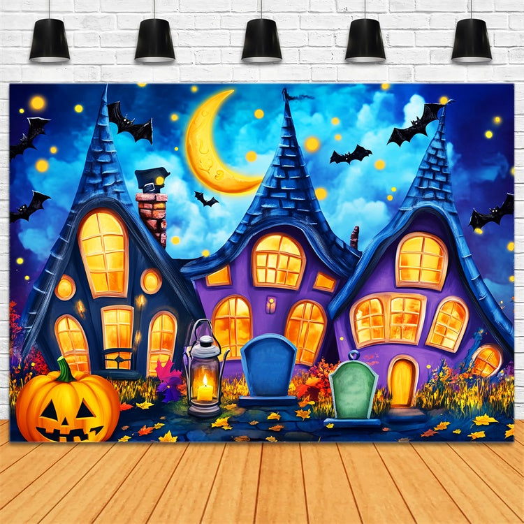 Haunted House Backdrop Cartoon Creepy Cottage Backdrop UK LXX57-71