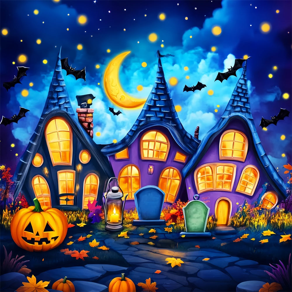 Haunted House Backdrop Cartoon Creepy Cottage Backdrop UK LXX57-71
