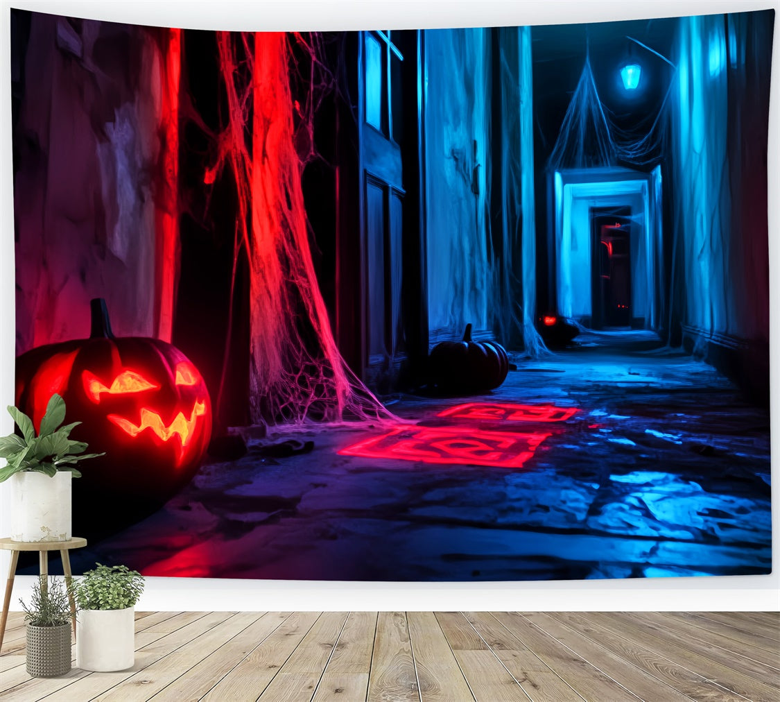 Spooky Halloween Backdrop Sinister Neon Hallway Backdrop UK LXX57-79