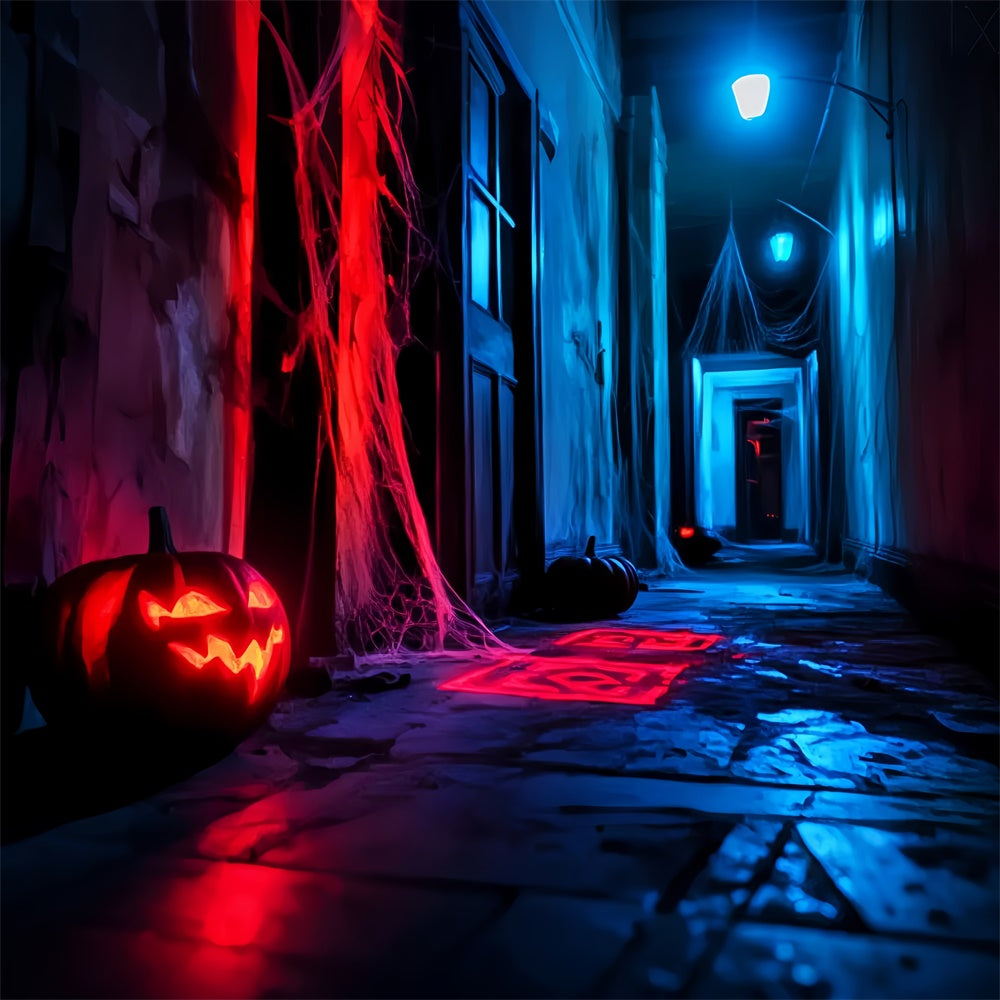 Spooky Halloween Backdrop Sinister Neon Hallway Backdrop UK LXX57-79