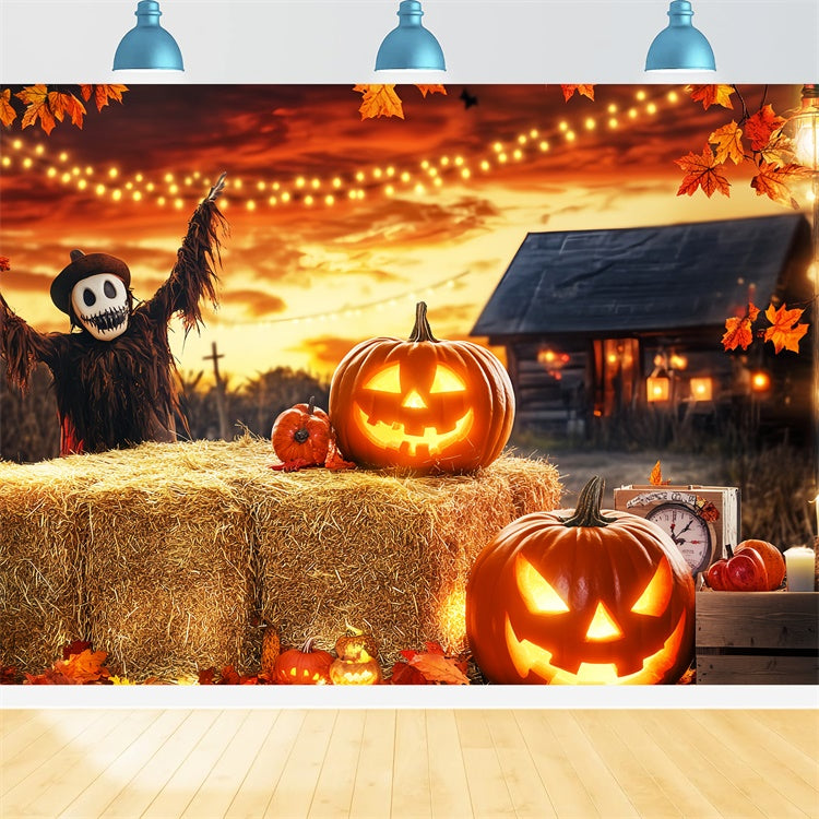 Scary Halloween Backdrops Sunset Harvest Haunt Backdrop UK LXX57-84