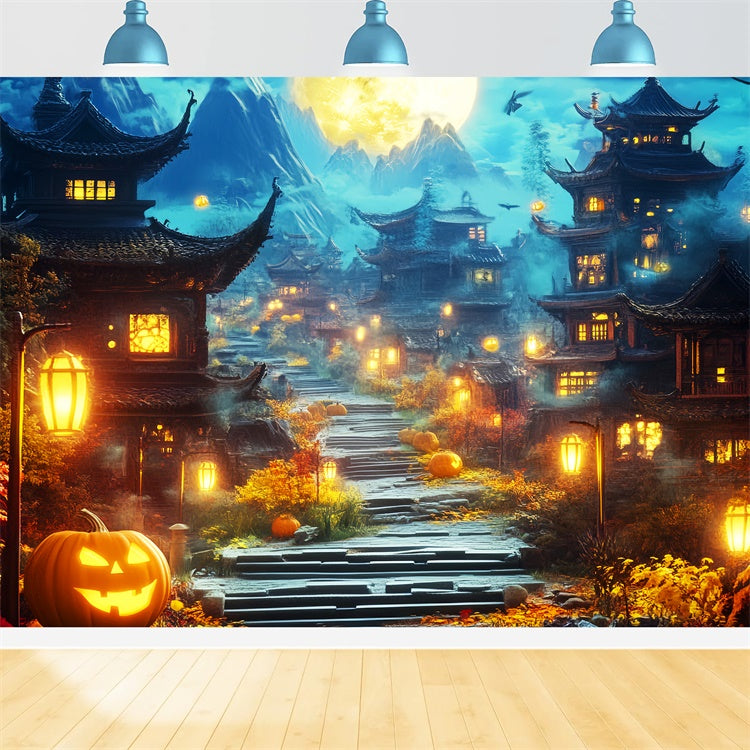 Halloween Backdrops Haunted Lantern Village Backdrop UK LXX57-88