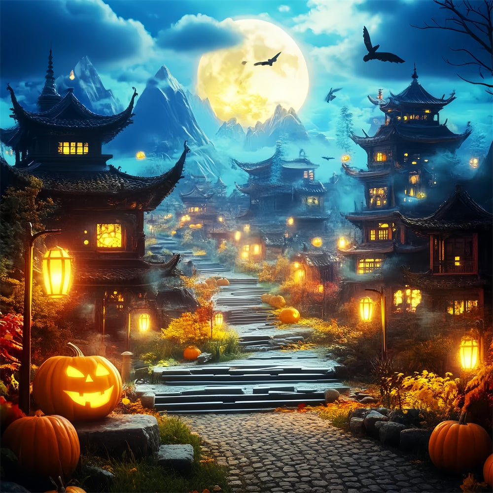 Halloween Backdrops Haunted Lantern Village Backdrop UK LXX57-88