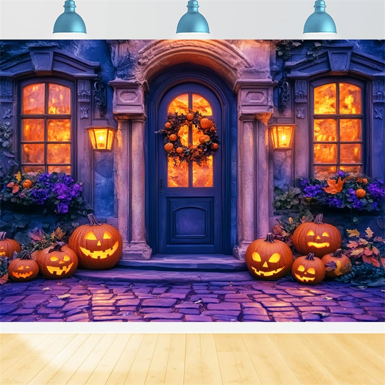 Halloween Photo Backdrop Elegant Pumpkin Porch Backdrop UK LXX57-90