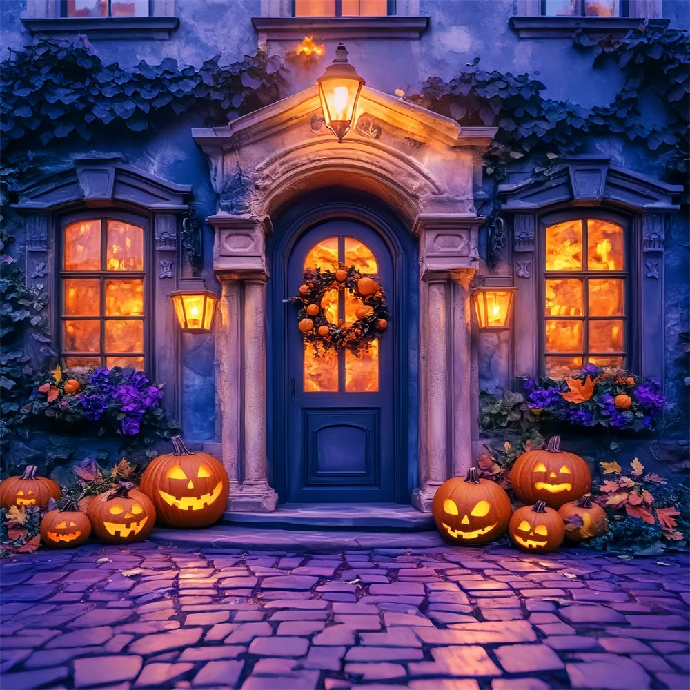 Halloween Photo Backdrop Elegant Pumpkin Porch Backdrop UK LXX57-90