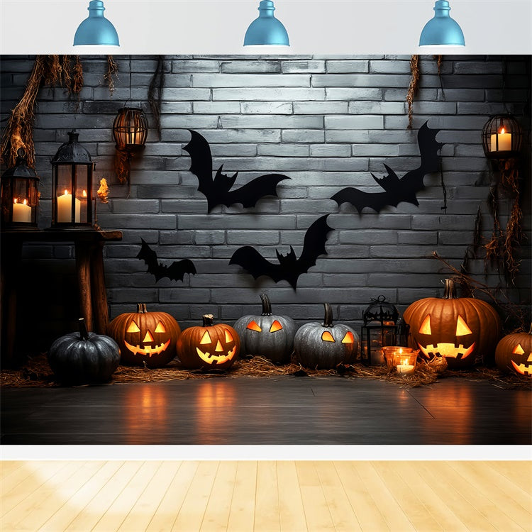 Halloween Wall Backdrop Midnight Brick Candlelit Backdrop UK LXX57-91