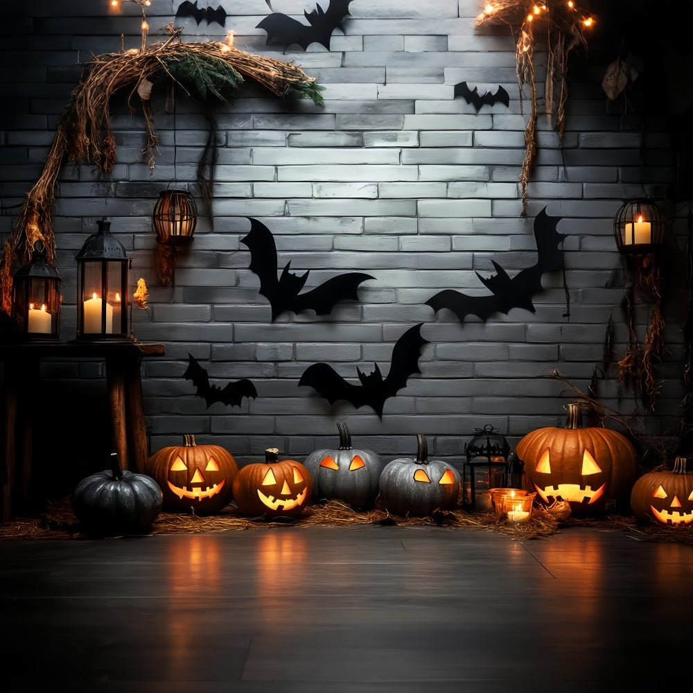 Halloween Wall Backdrop Midnight Brick Candlelit Backdrop UK LXX57-91