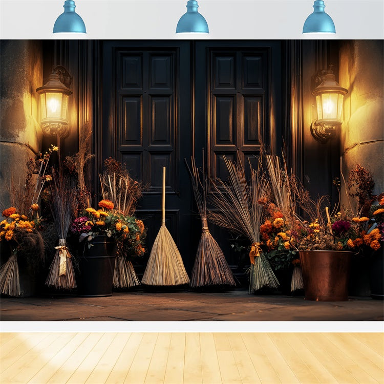 Halloween Backdrops Broomstick Gathering Glow Backdrop UK LXX57-96