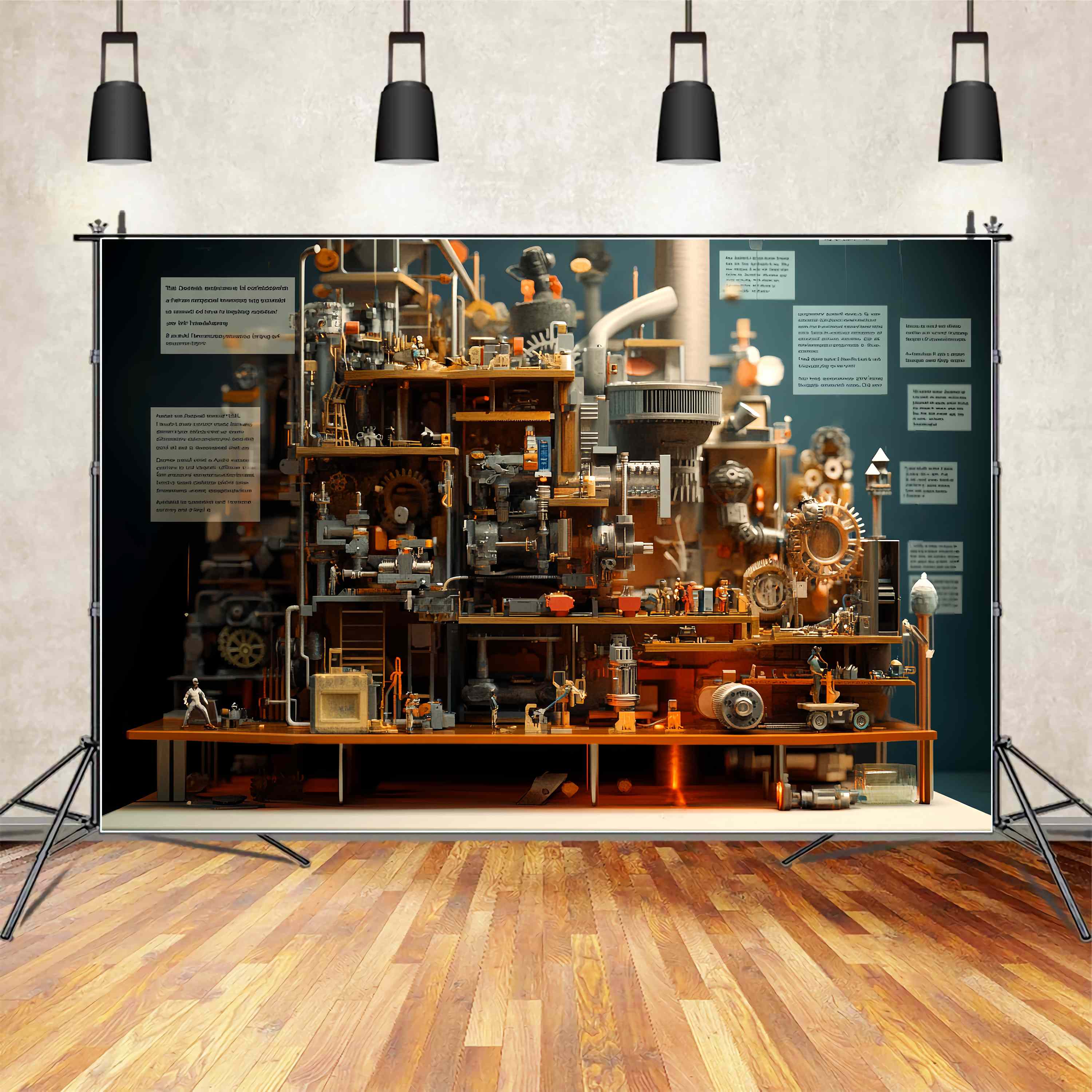 Back To School Backdrop Ideas Mechanical Factory Model Gears Engineering Backdrop UK LXX58-134