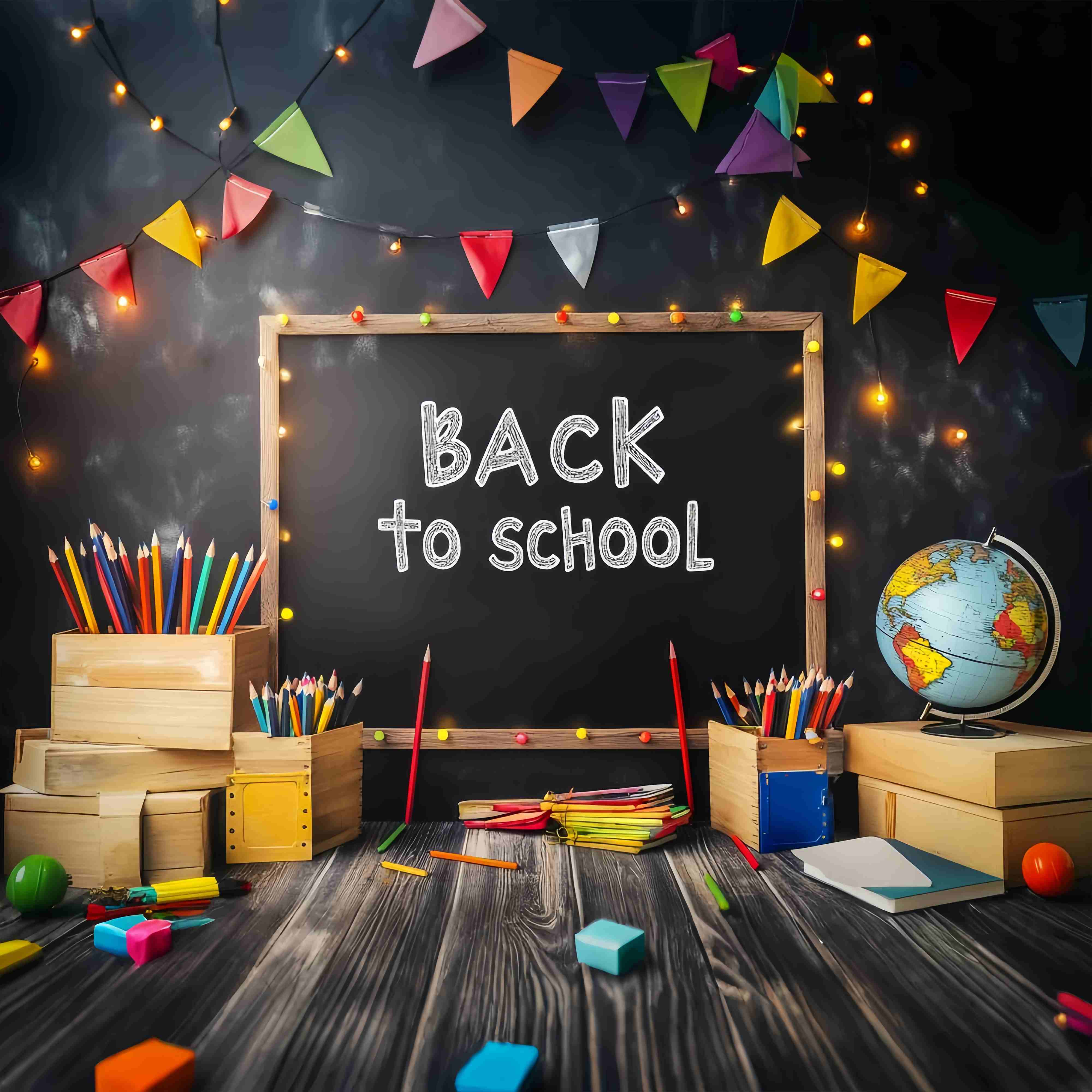 Back To School Chalkboard Backdrop String Lights Chalkboard Pencil Display Back To School Backdrop UK LXX58-150