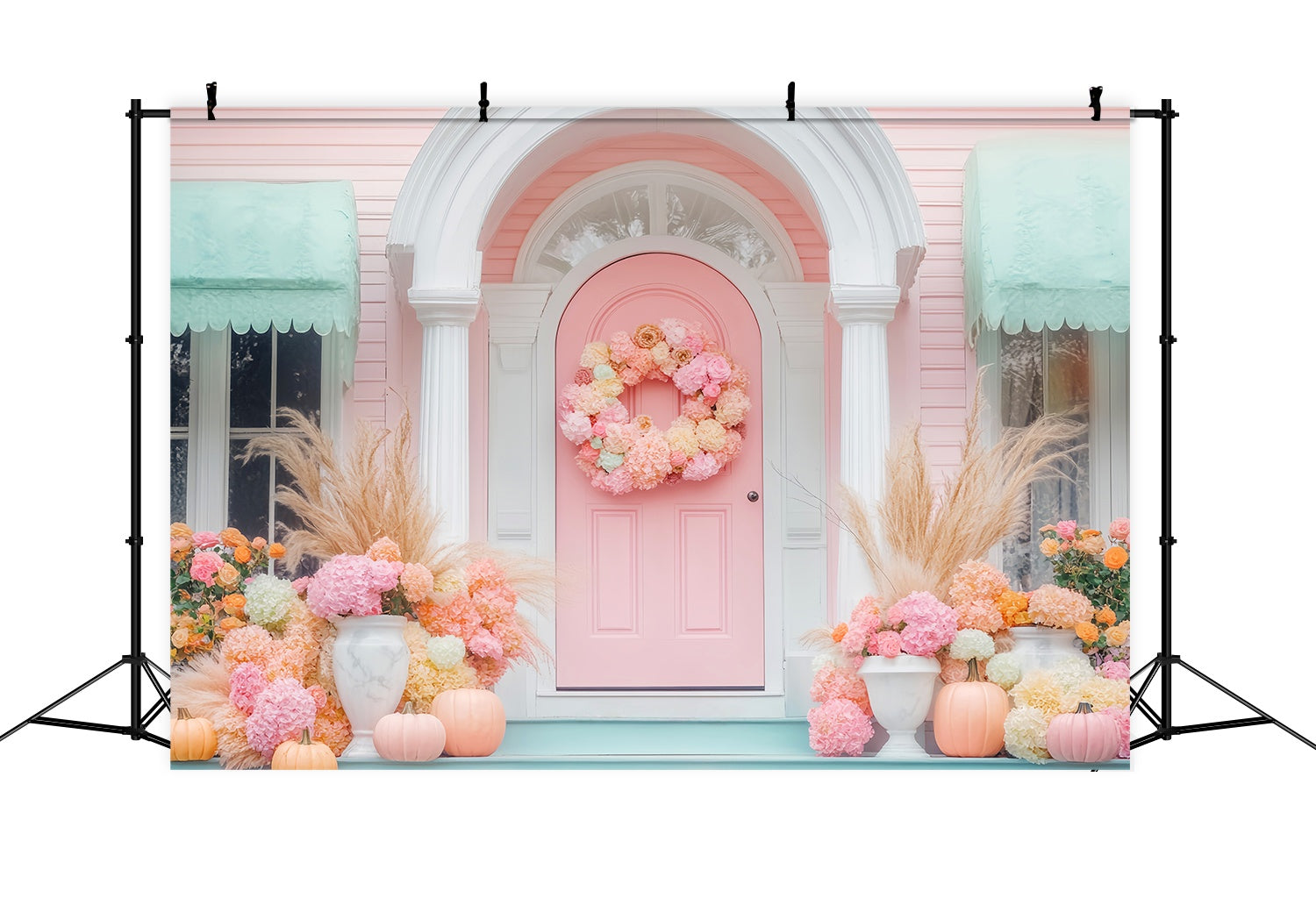 Fall Backdrop for Photos Pastel Door Floral Harvest Floral Backdrop UK LXX58-159