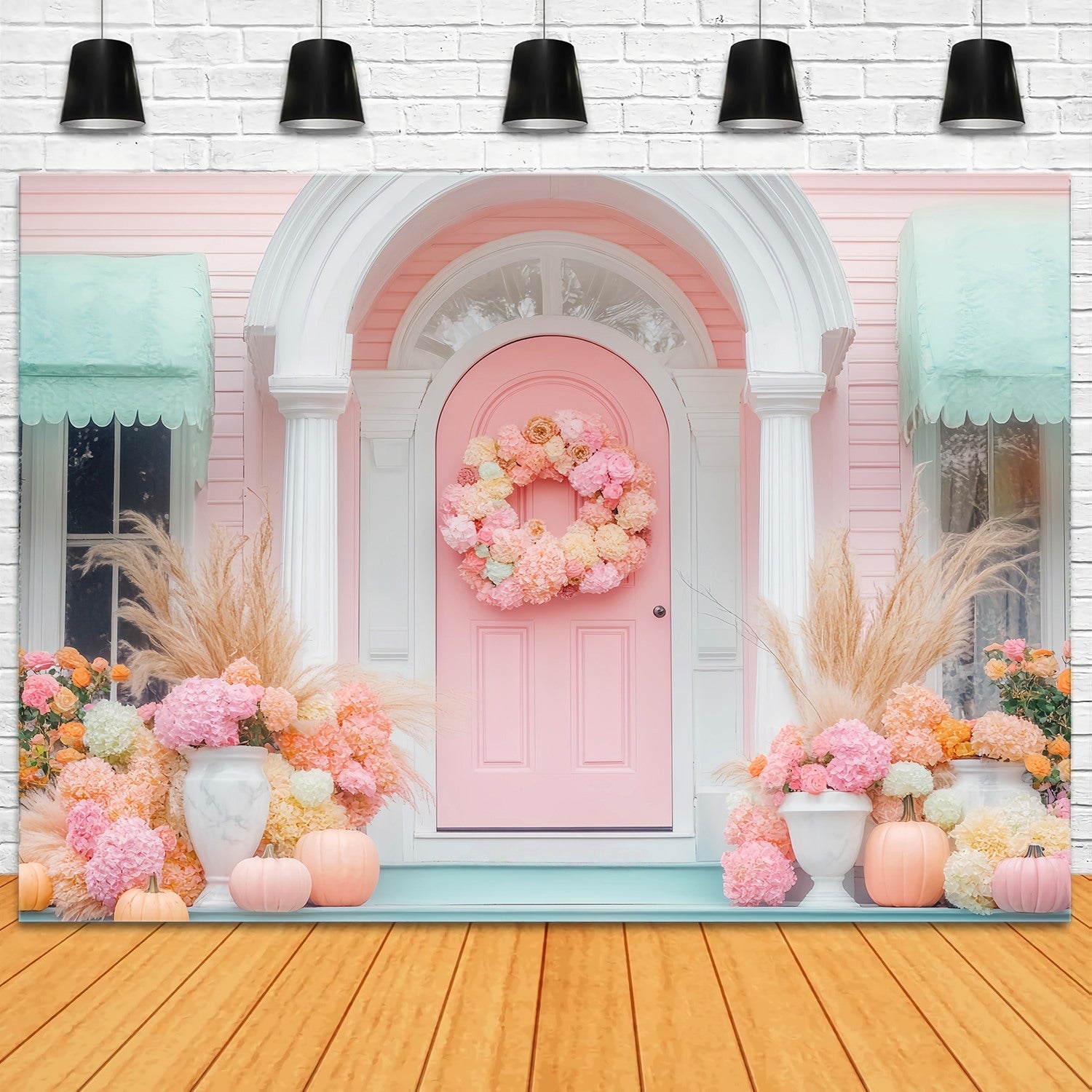 Fall Backdrop for Photos Pastel Door Floral Harvest Floral Backdrop UK LXX58-159
