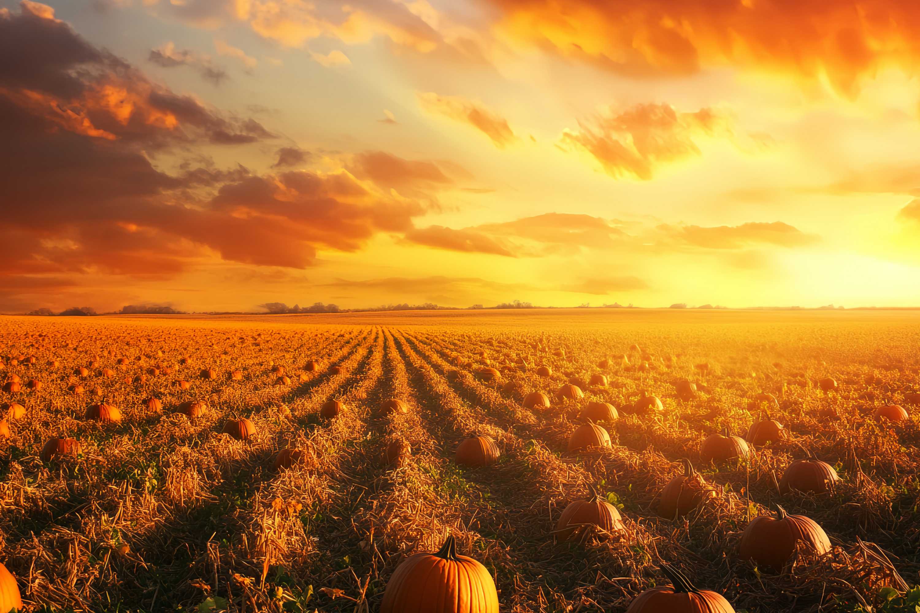 Fall Backdrop Pumpkin Rows Glowing Horizon Pumpkin Backdrop UK LXX58-167