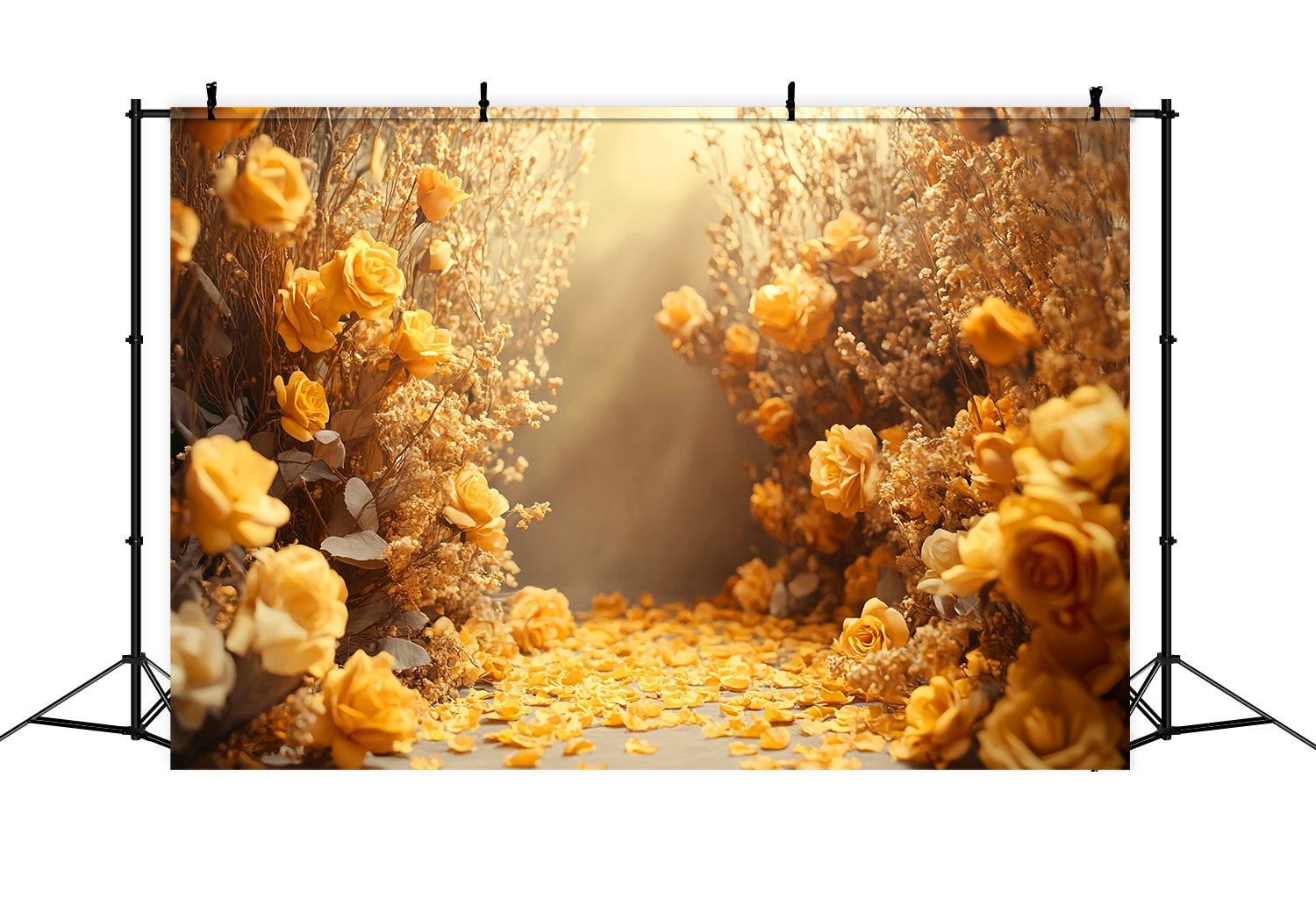 Fall Backdrops for Photography Golden Rose Petal Path Floral Backdrop UK LXX58-169