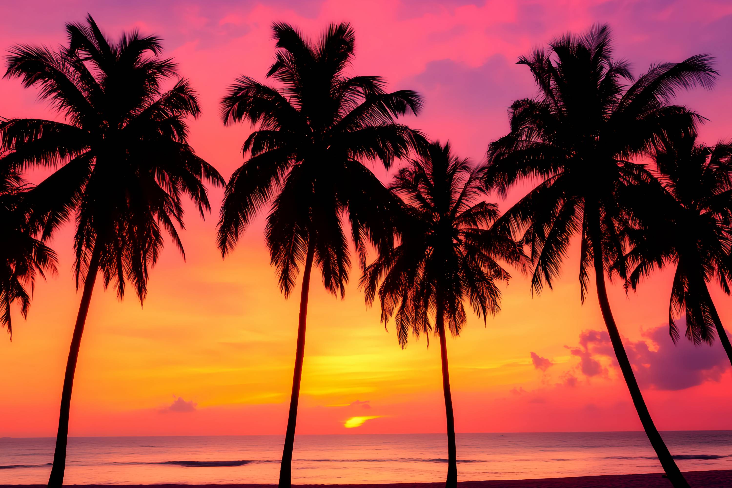 Fall Photo Backdrop Tropical Sunset Palm Silhouettes Sunset Backdrop UK LXX58-170