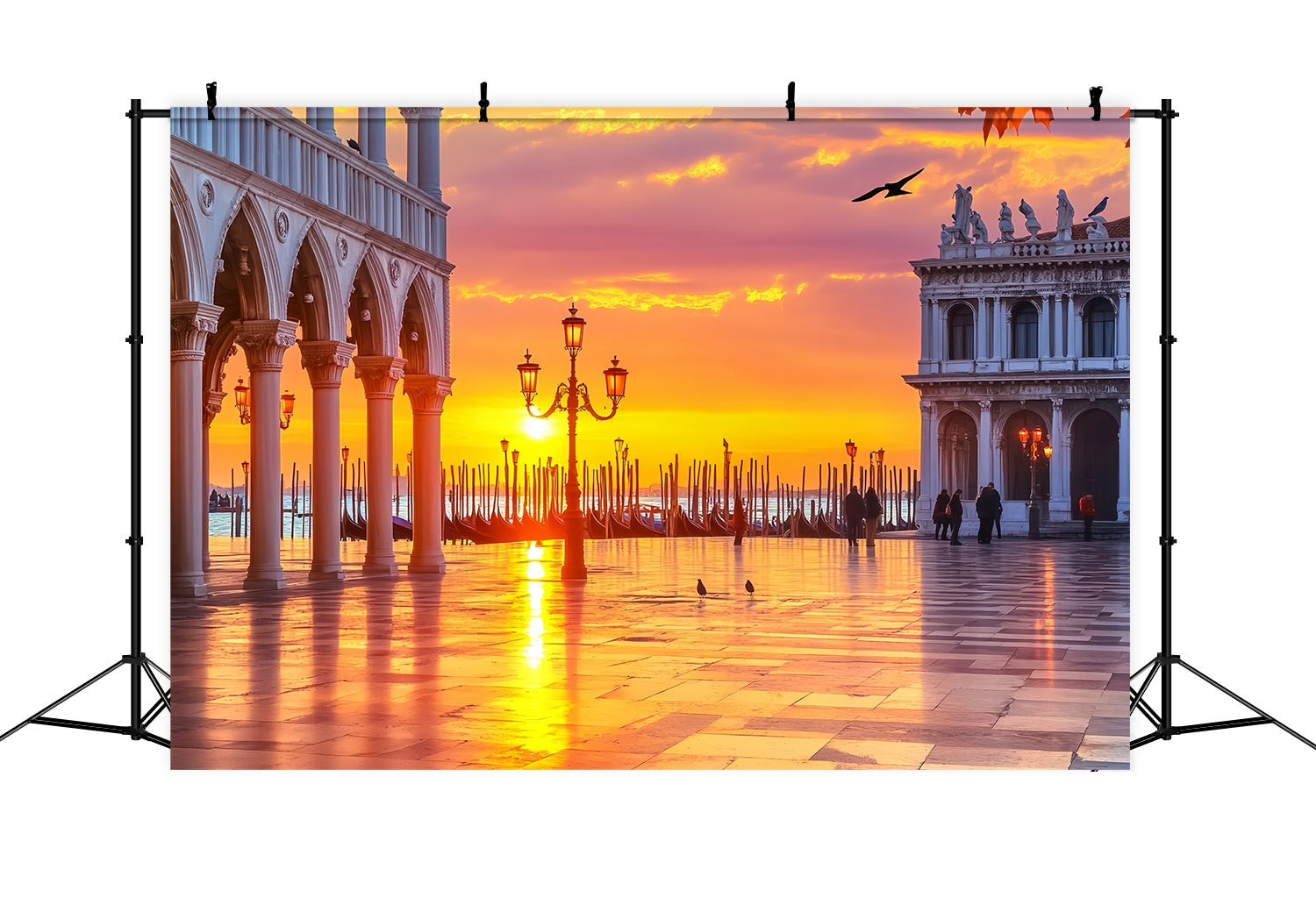 Fall Backdrops Venetian Sunrise Gondola View Sunset Backdrop UK LXX58-171