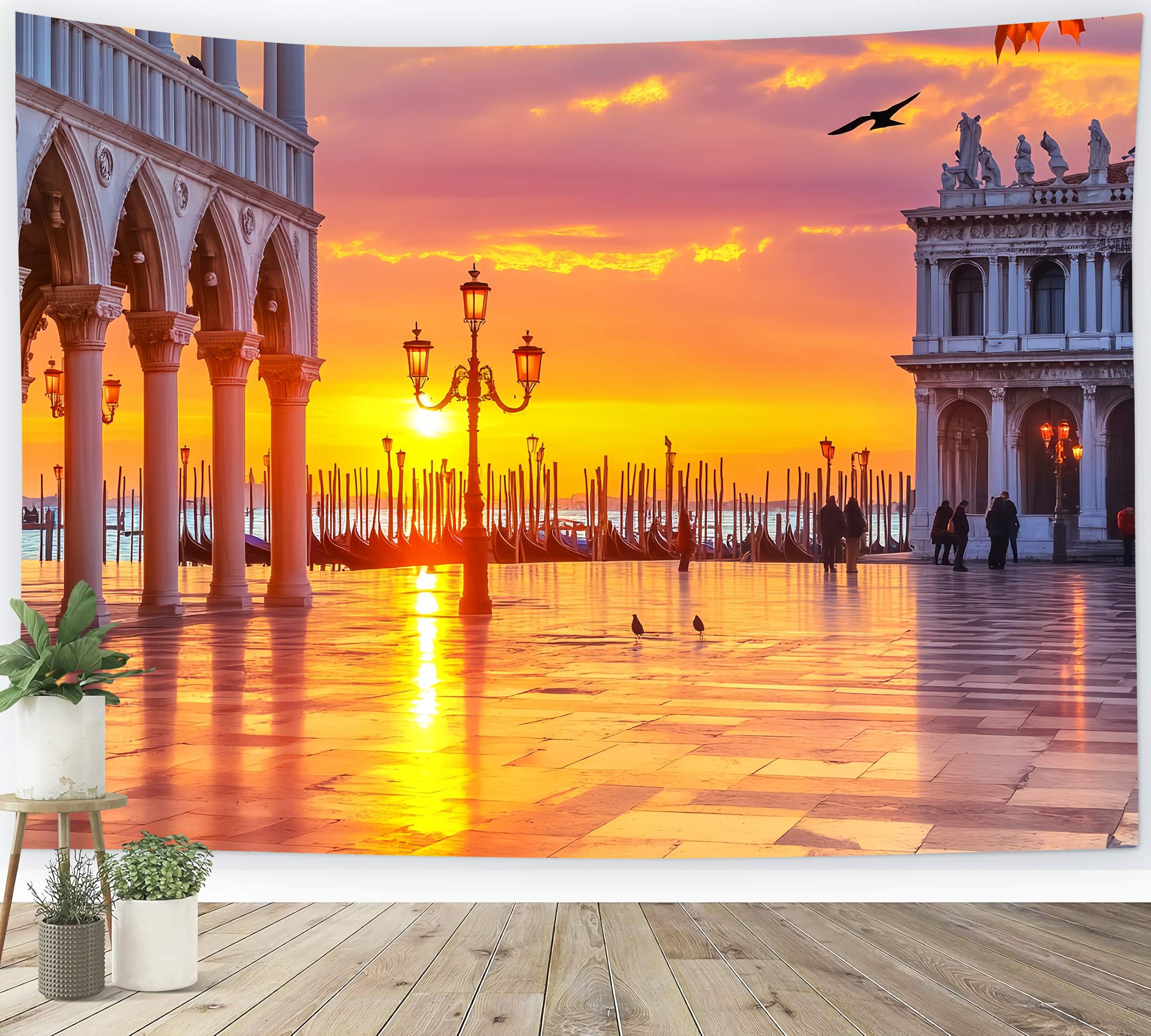 Fall Backdrops Venetian Sunrise Gondola View Sunset Backdrop UK LXX58-171