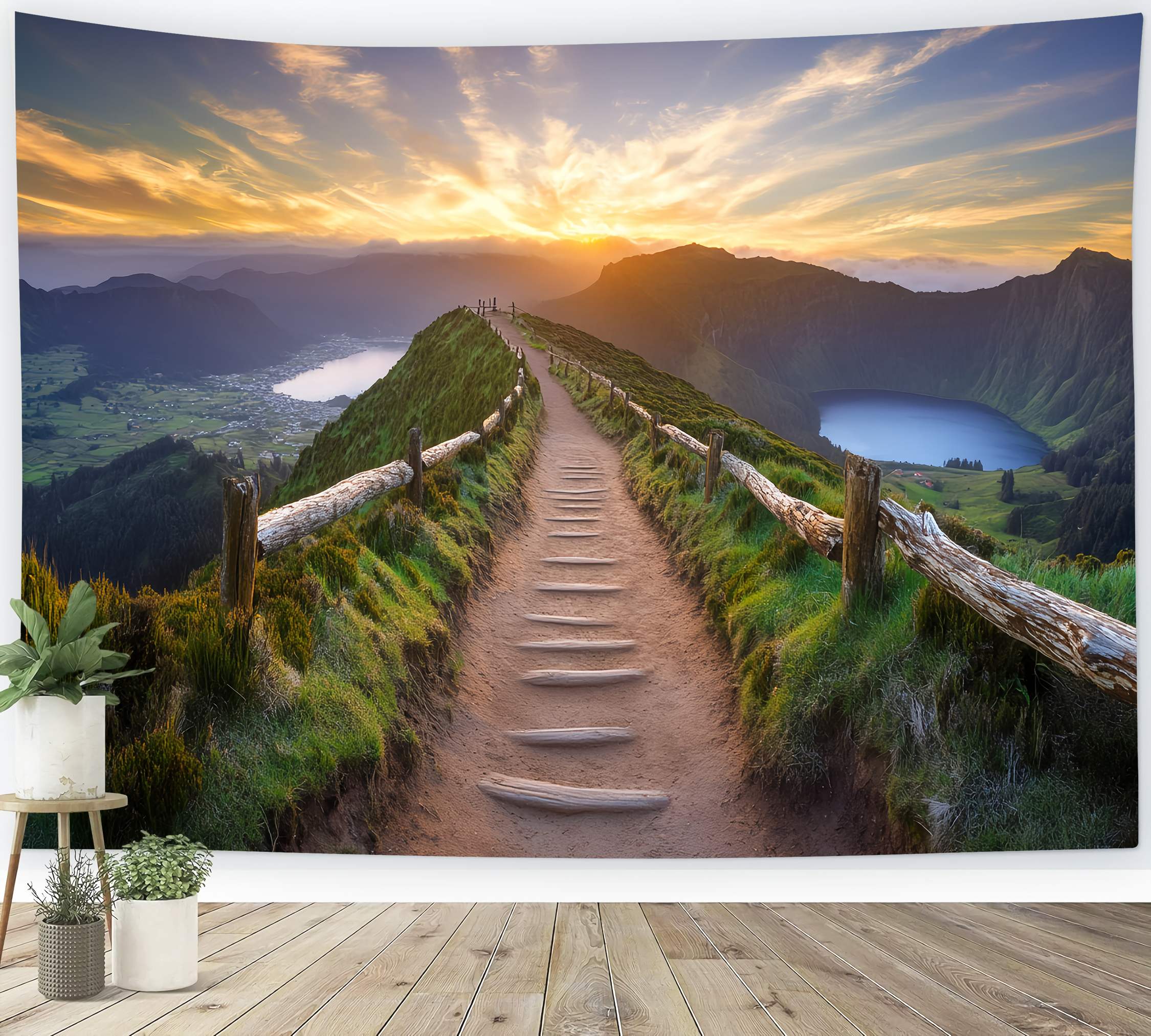 Autumn Fall Backdrop Mountain Ridge Sunrise Pathway Sunset Backdrop UK LXX58-172
