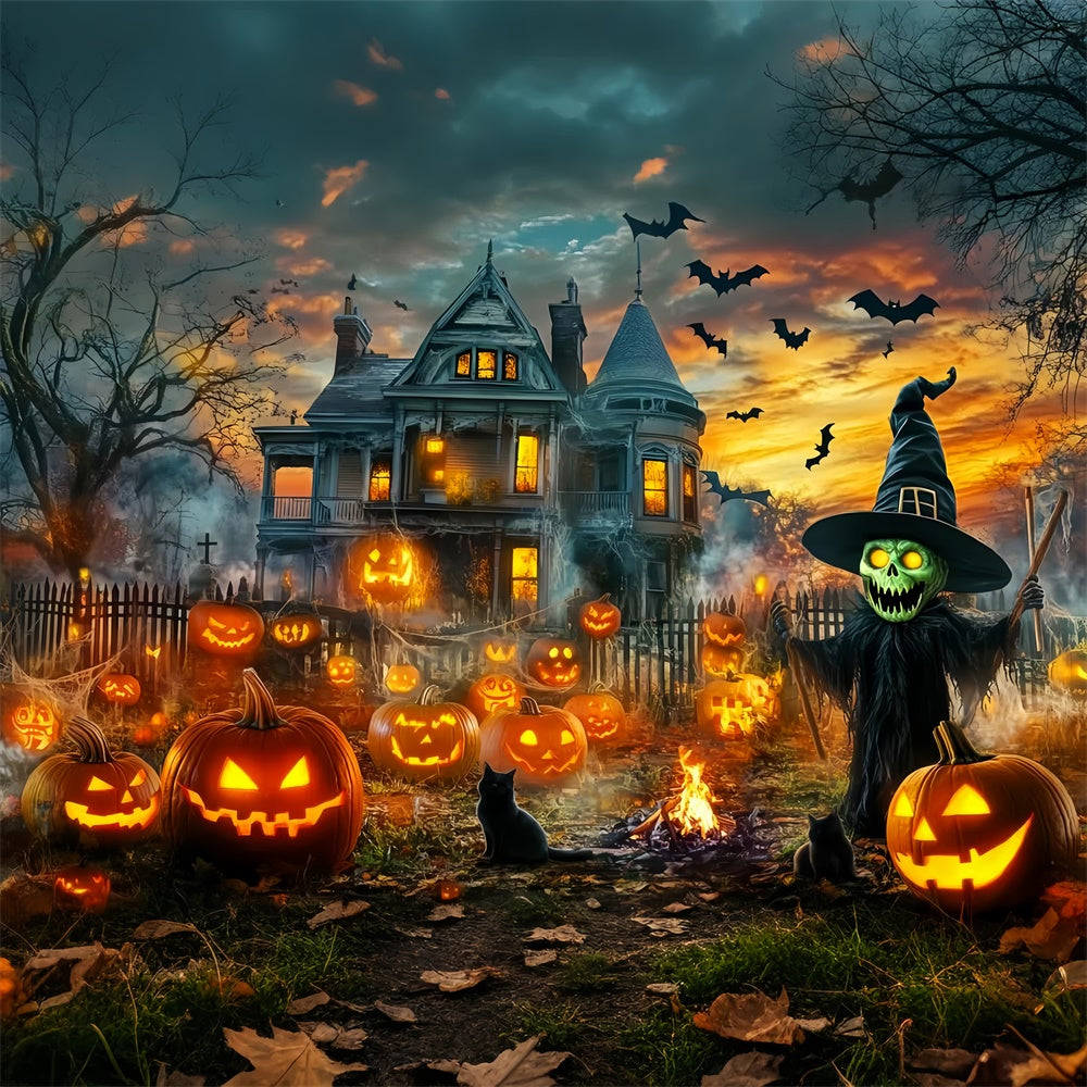Haunted House Backdrop Haunted Pumpkin Mansion Backdrop UK LXX58-2