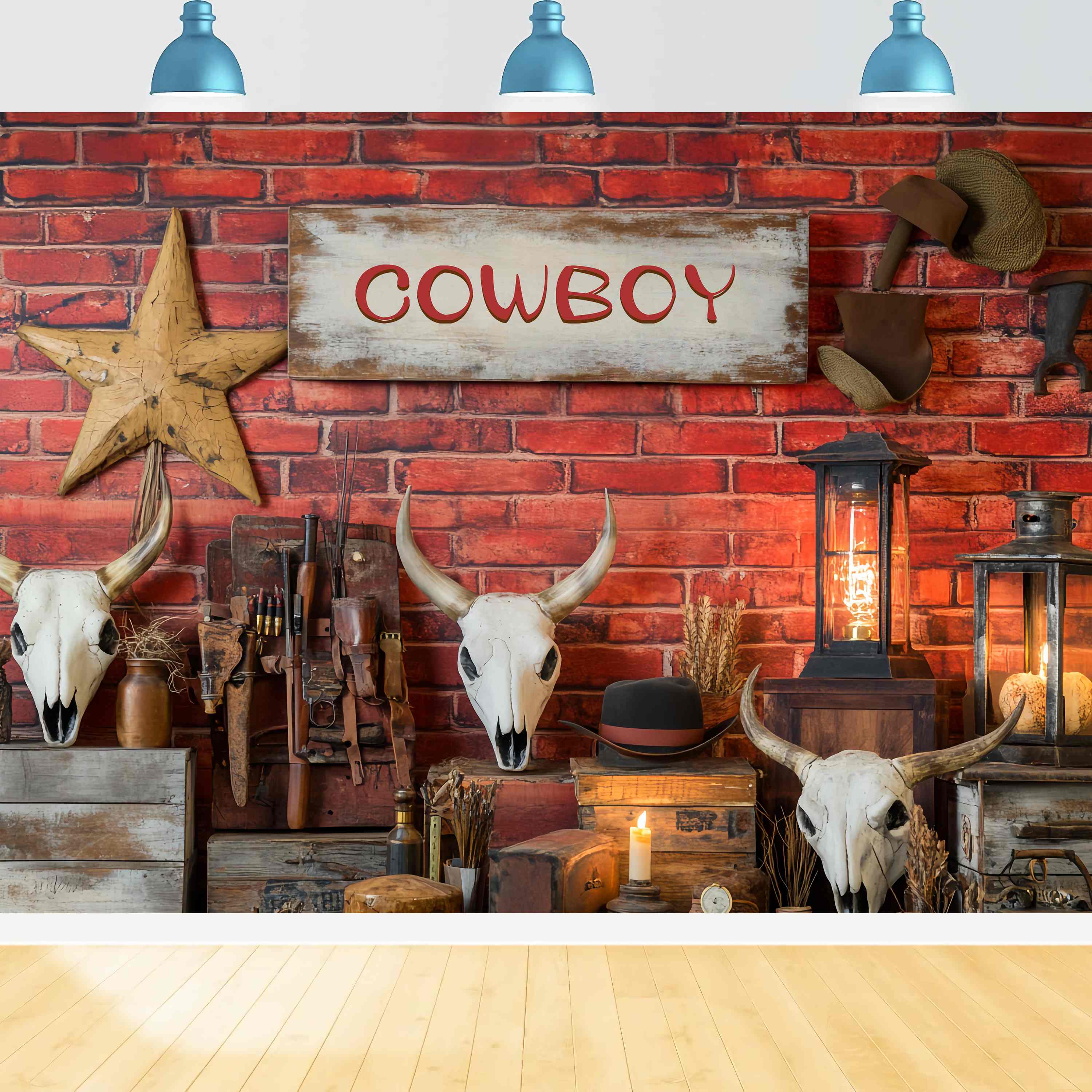 Autumn Photo Backdrop Western Cowboy Gear Display Cowboy Backdrop UK LXX58-201
