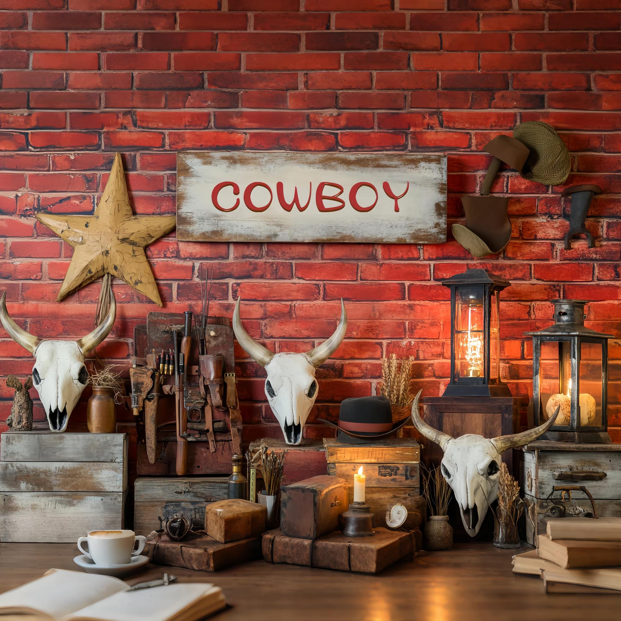 Autumn Photo Backdrop Western Cowboy Gear Display Cowboy Backdrop UK LXX58-201