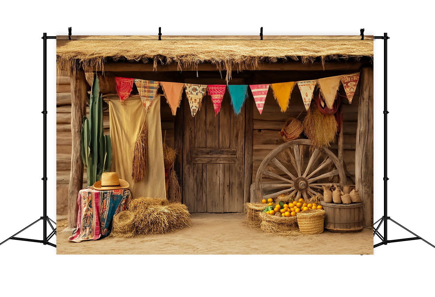 Autumn Photo Backdrop Harvest Shack with Pumpkins Western Backdrop UK LXX58-205