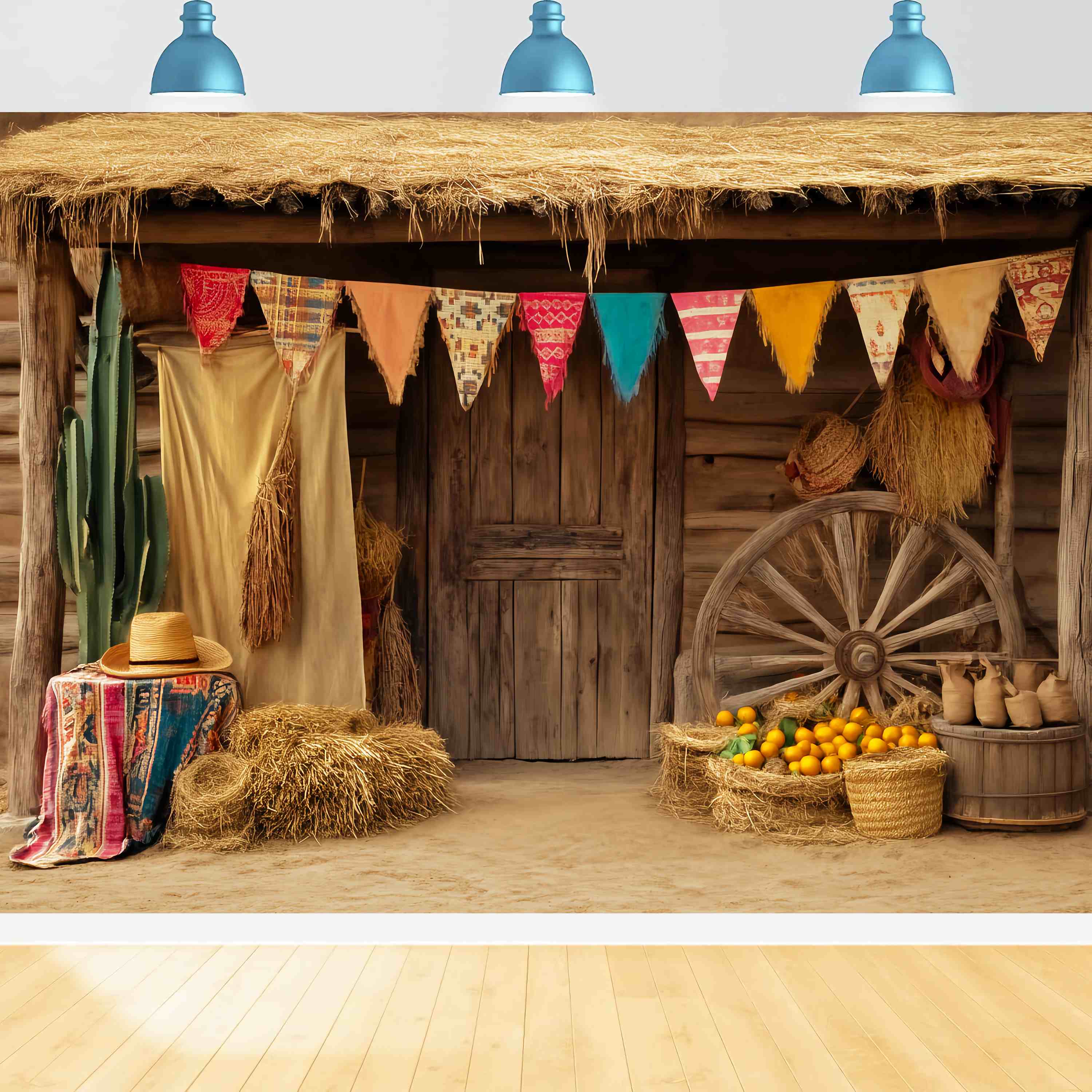 Autumn Photo Backdrop Harvest Shack with Pumpkins Western Backdrop UK LXX58-205