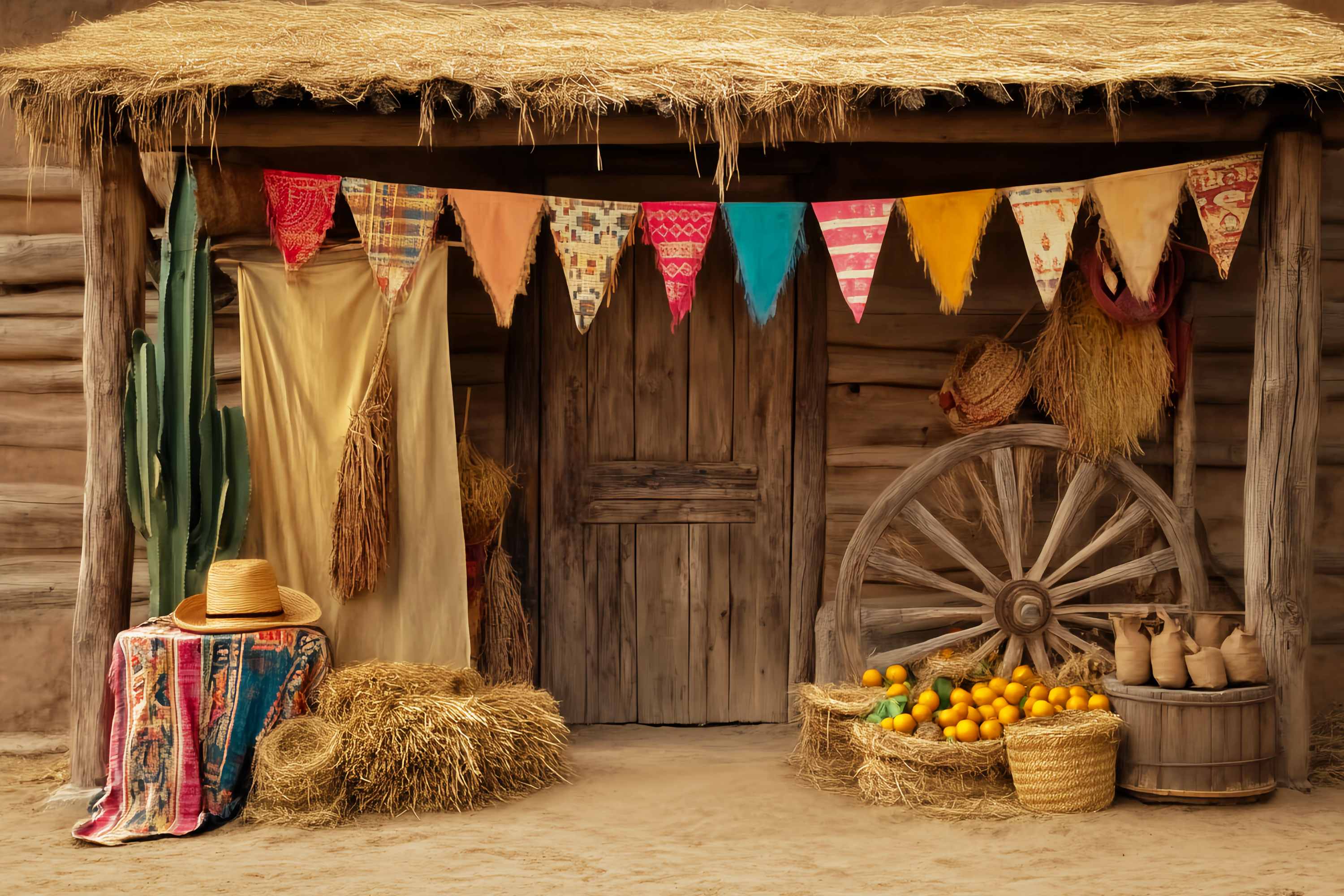 Autumn Photo Backdrop Harvest Shack with Pumpkins Western Backdrop UK LXX58-205