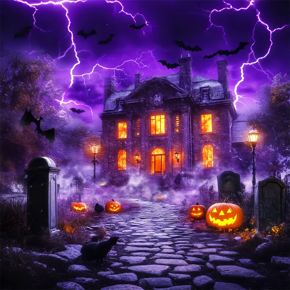 Haunted House Backdrop Haunted Lightning Manor Backdrop UK LXX58-21