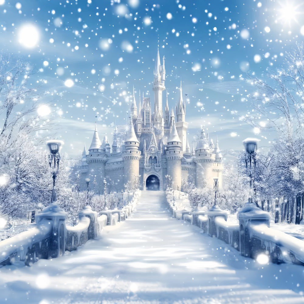 Winter Wonderland Backdrop Frosted Castle Fantasy Glow Winter Scene Backdrop UK LXX58-225