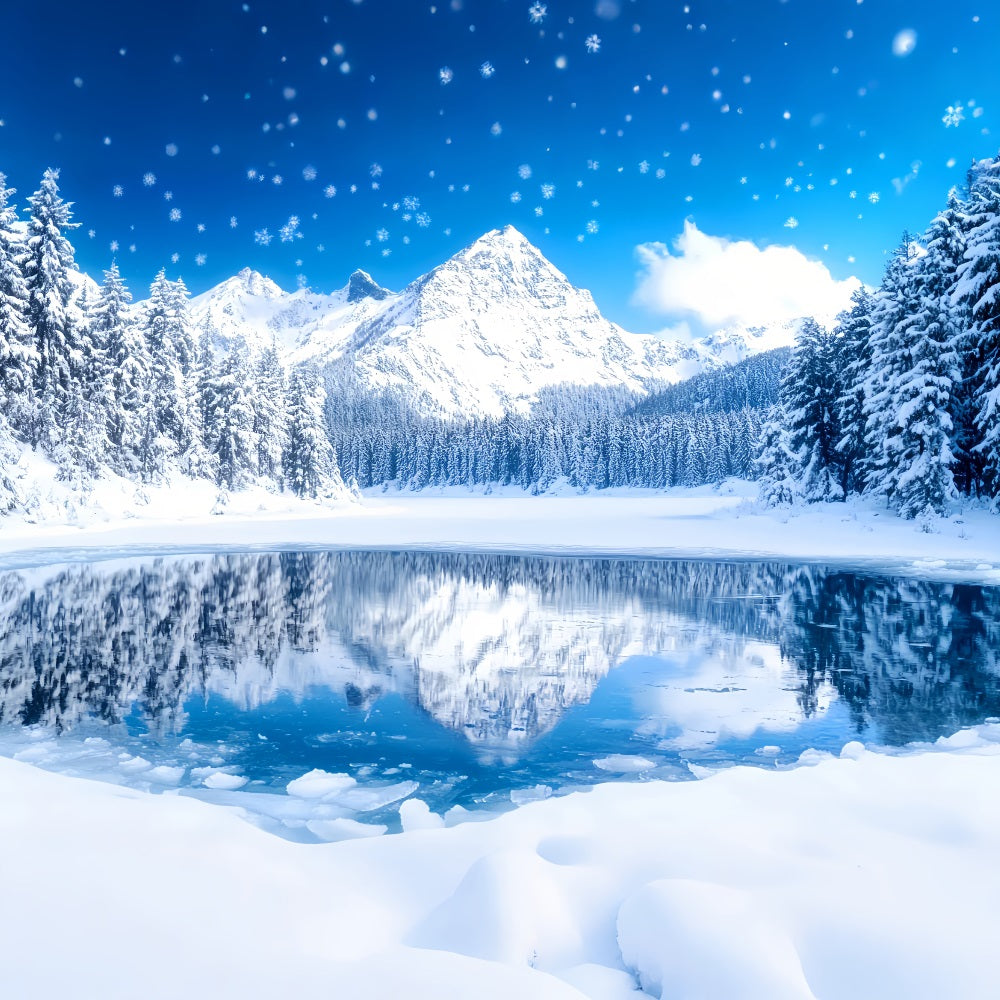 Winter Wonderland Backdrop Crystal Lake Alpine Reflection Winter Backdrops UK LXX58-227