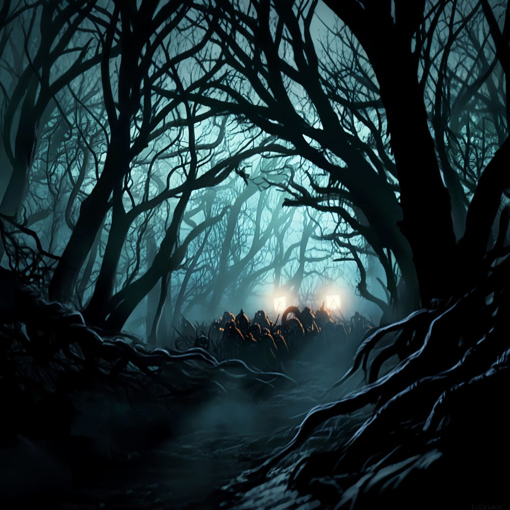 Dark Haunted Forest Haunted Dark Forest Glow Spooky Forest Backdrop UK LXX58-279