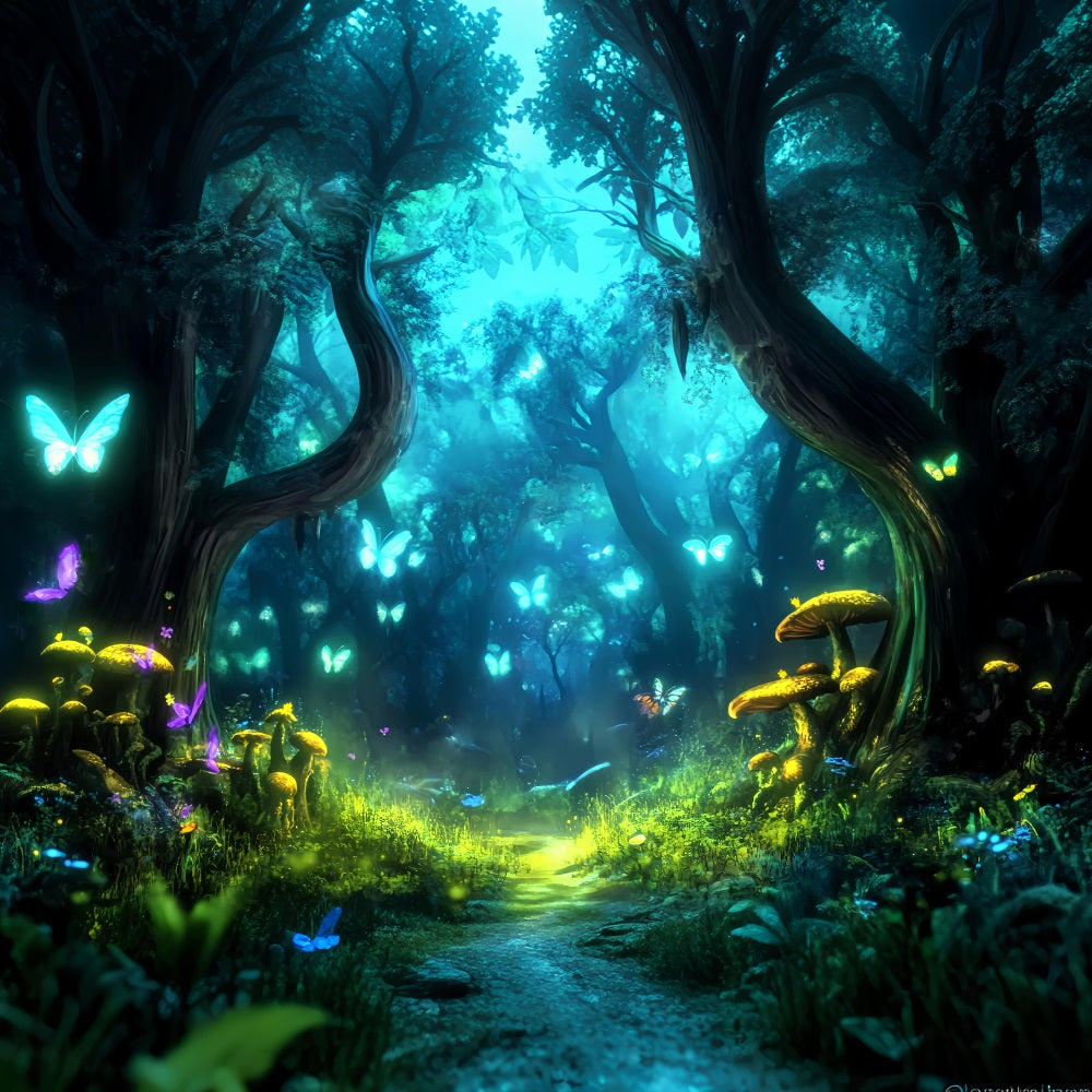 Magical Fairy Forest Glowing Butterfly Enchanted Woods Forest Backdrop Ideas UK LXX58-285