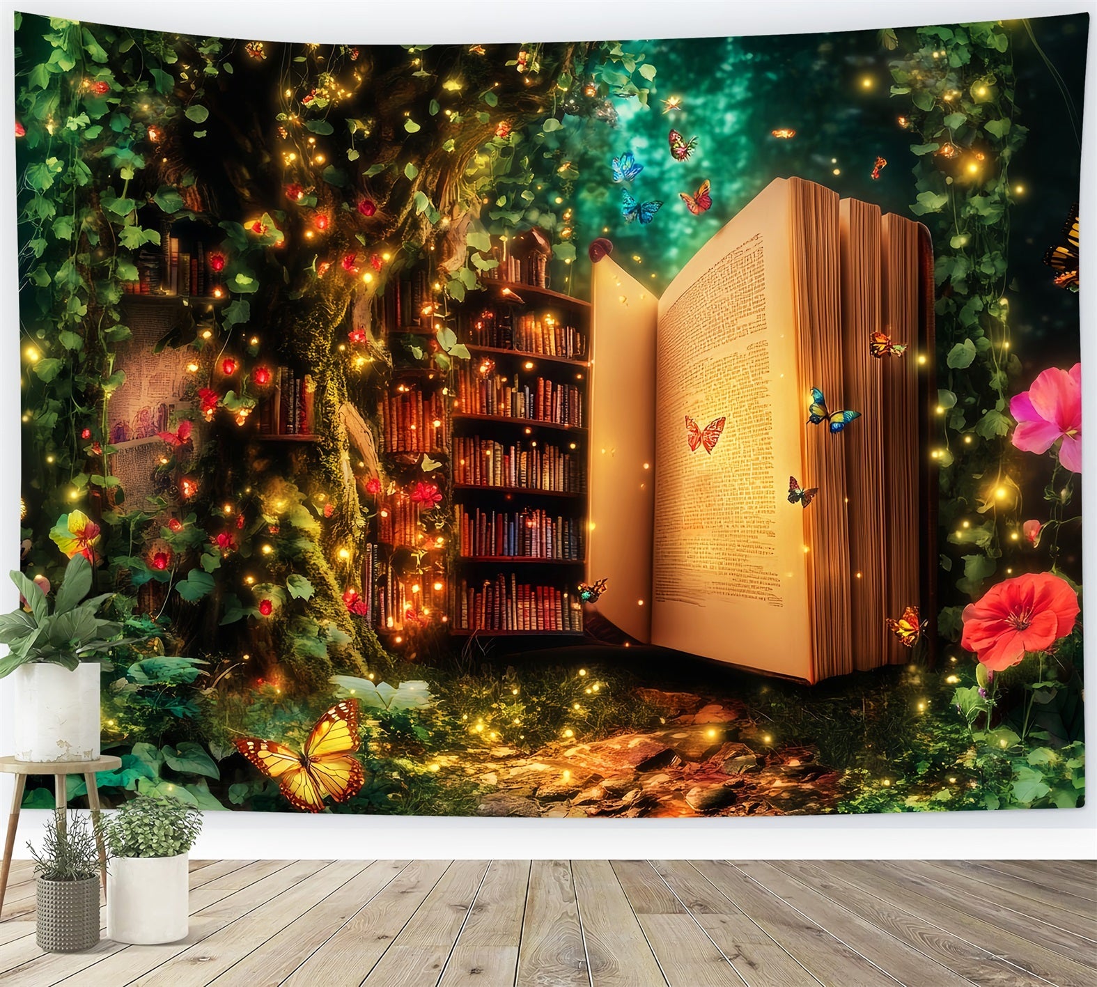 Enchanted Forest Magic Library Tree Bookshelf Photography Forest Backdrop UK LXX58-286