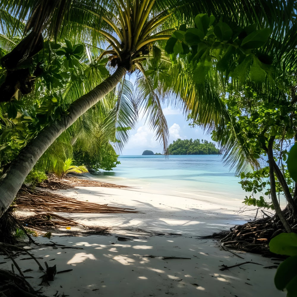 Rainforest Tropical Palm Island Shore Forest Photo Backdrop UK LXX58-290