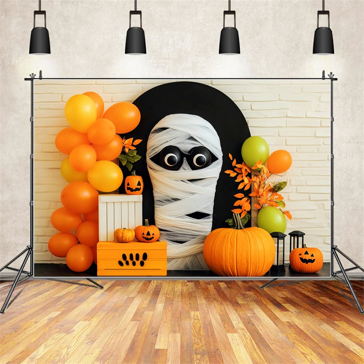 Halloween Photo Backdrop Mummy Balloon Bash Backdrop UK LXX58-3