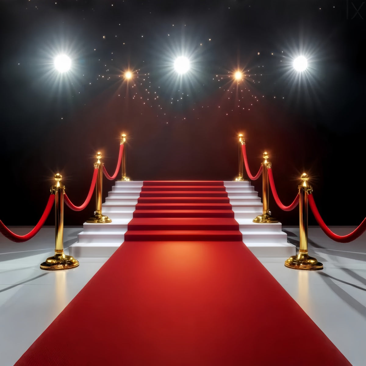 Red Carpet Backdrop Golden Lights Glamorous Staircase Stage Backdrop UK LXX58-336