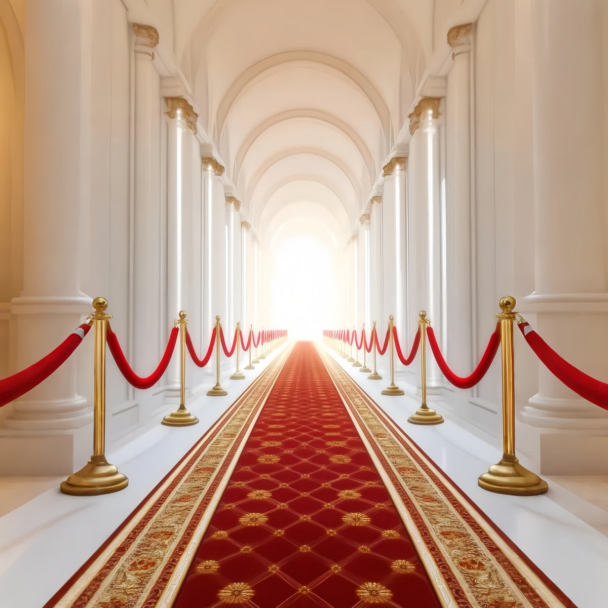 Red Carpet Backdrop Royal Arched Hallway Columns Red Carpet Photo Backdrop UK LXX58-337