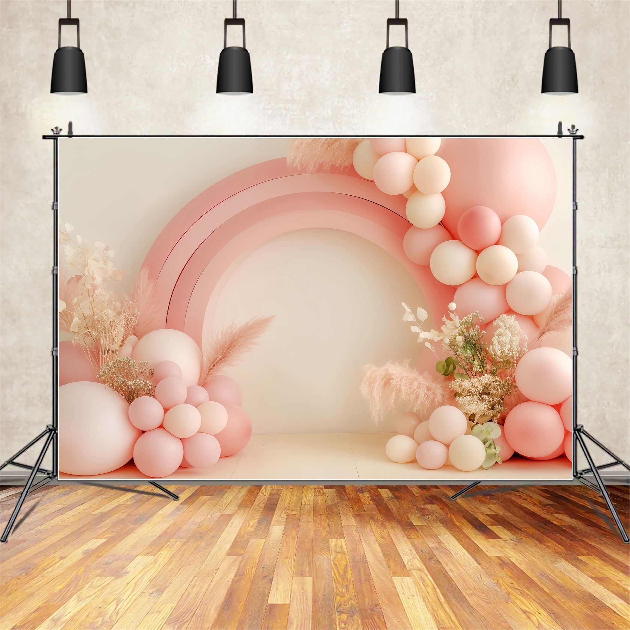Rainbow Backdrop Blush Rainbow Balloon Arch Newborn Backdrop UK LXX58-363