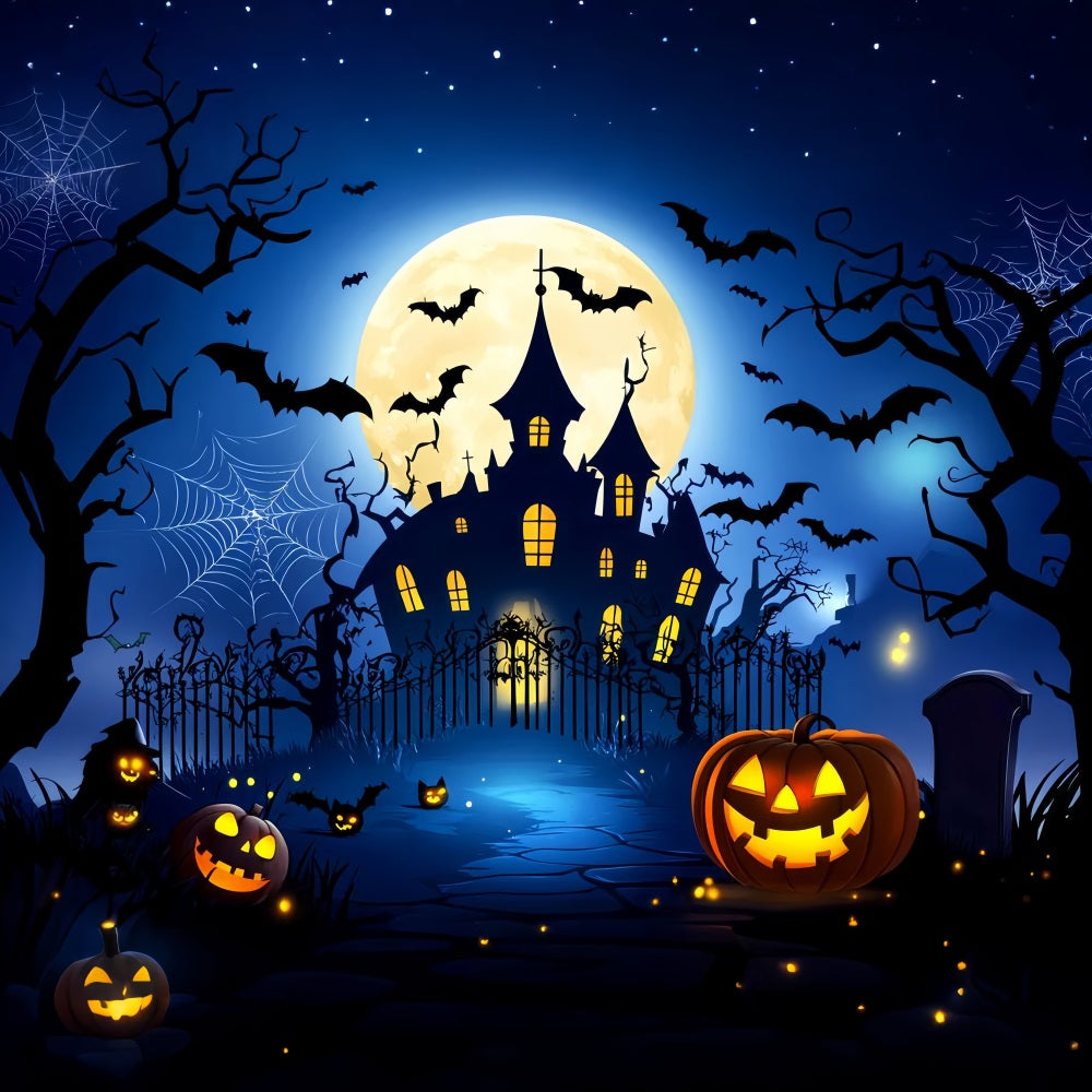 Castle Backdrop Haunted House Pumpkin Bats Newborn Photo Backdrop UK LXX58-367