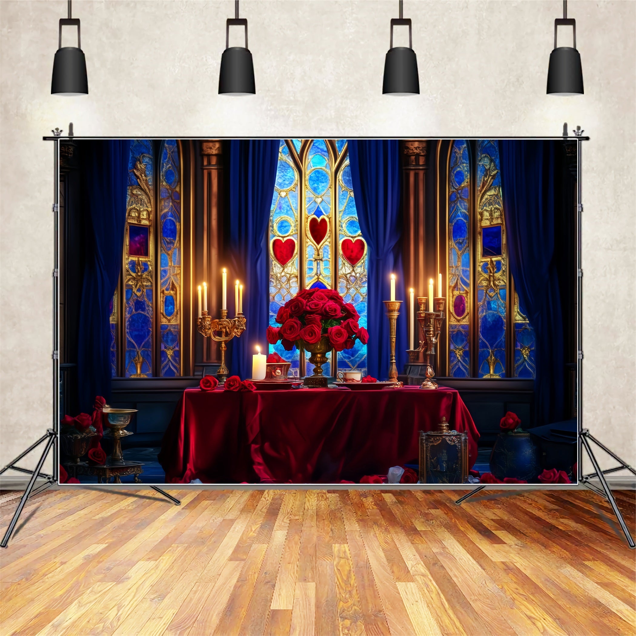 Castle Backdrop Romantic Candlelit Rose Table Kids Photo Backdrop UK LXX58-370
