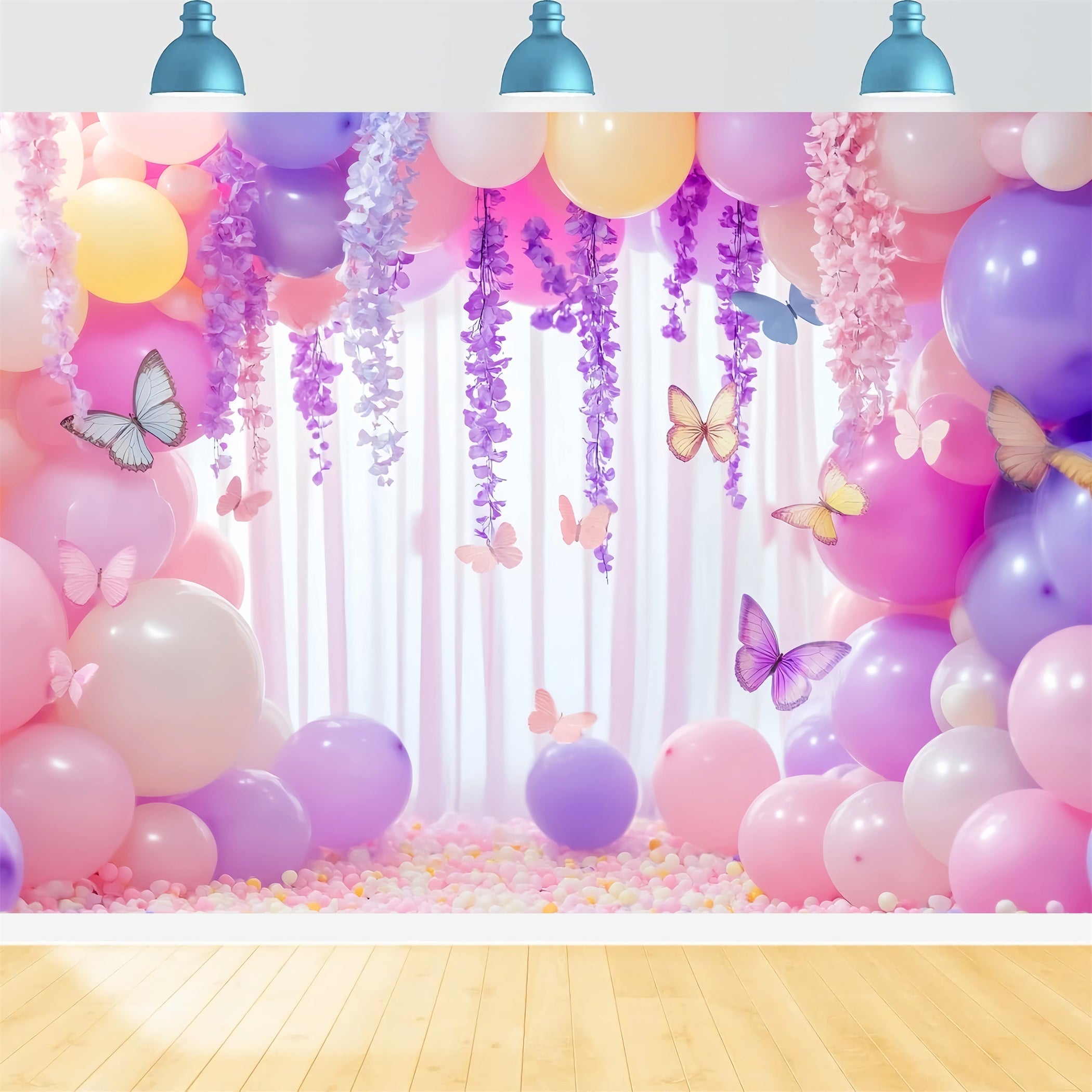 Butterfly Backdrop Butterfly Balloon Pastel Garland Newborn Photoshoot Backdrop UK LXX58-380
