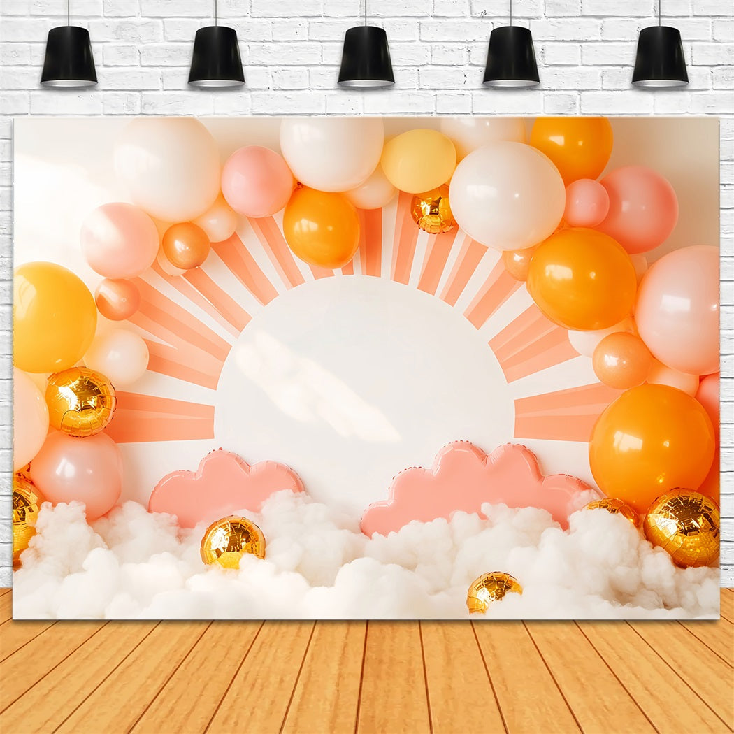 Newborn Backdrop Sunrise Balloon Cloud Glow Newborn Photography Backdrop UK LXX58-383