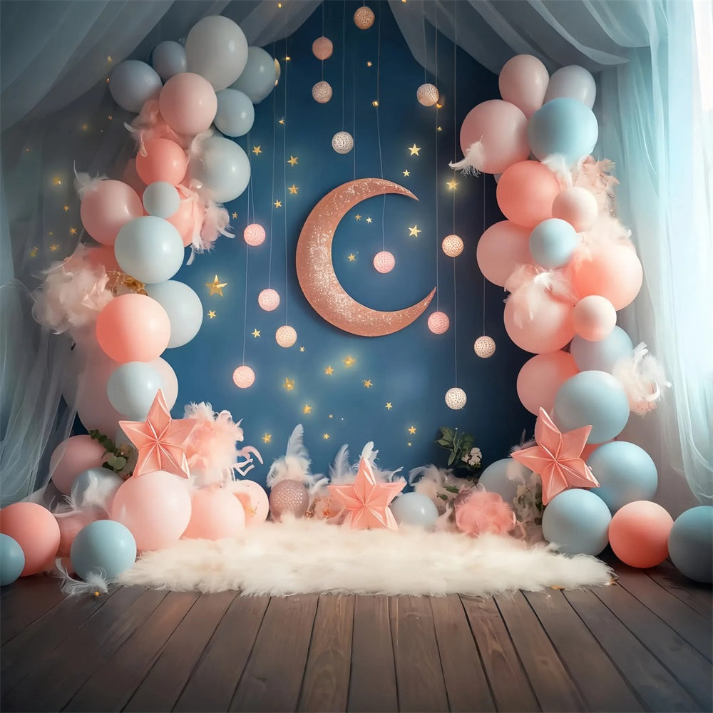 Moon And Stars Backdrop Moon Star Balloon Dreamland Newborn Photo Backdrop UK LXX58-389