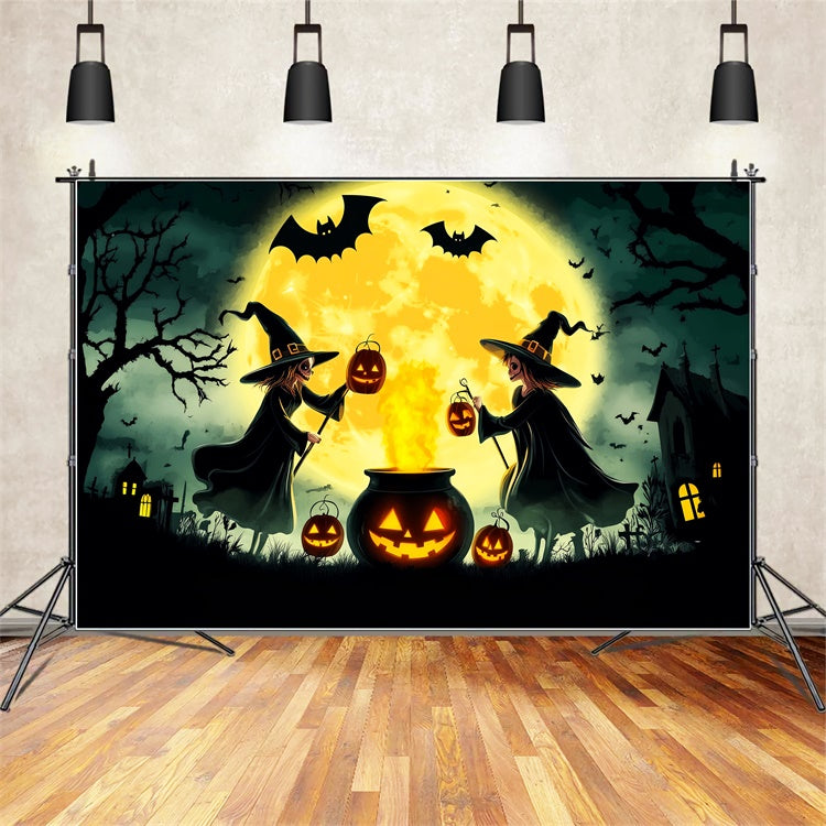 Garage Door Halloween Backdrop Moonlit Witches Backdrop UK LXX58-4