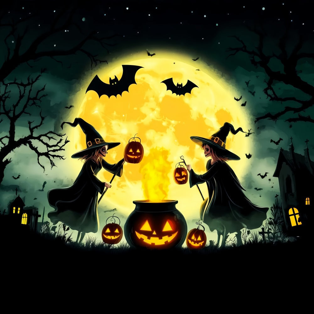 Garage Door Halloween Backdrop Moonlit Witches Backdrop UK LXX58-4