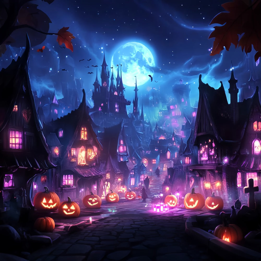 Spooky Halloween Backdrop Mystic Witch Town Backdrop UK LXX58-43